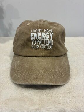 Vintage-Style Brown Statement Dad Hat - "I Don't Have Energy"